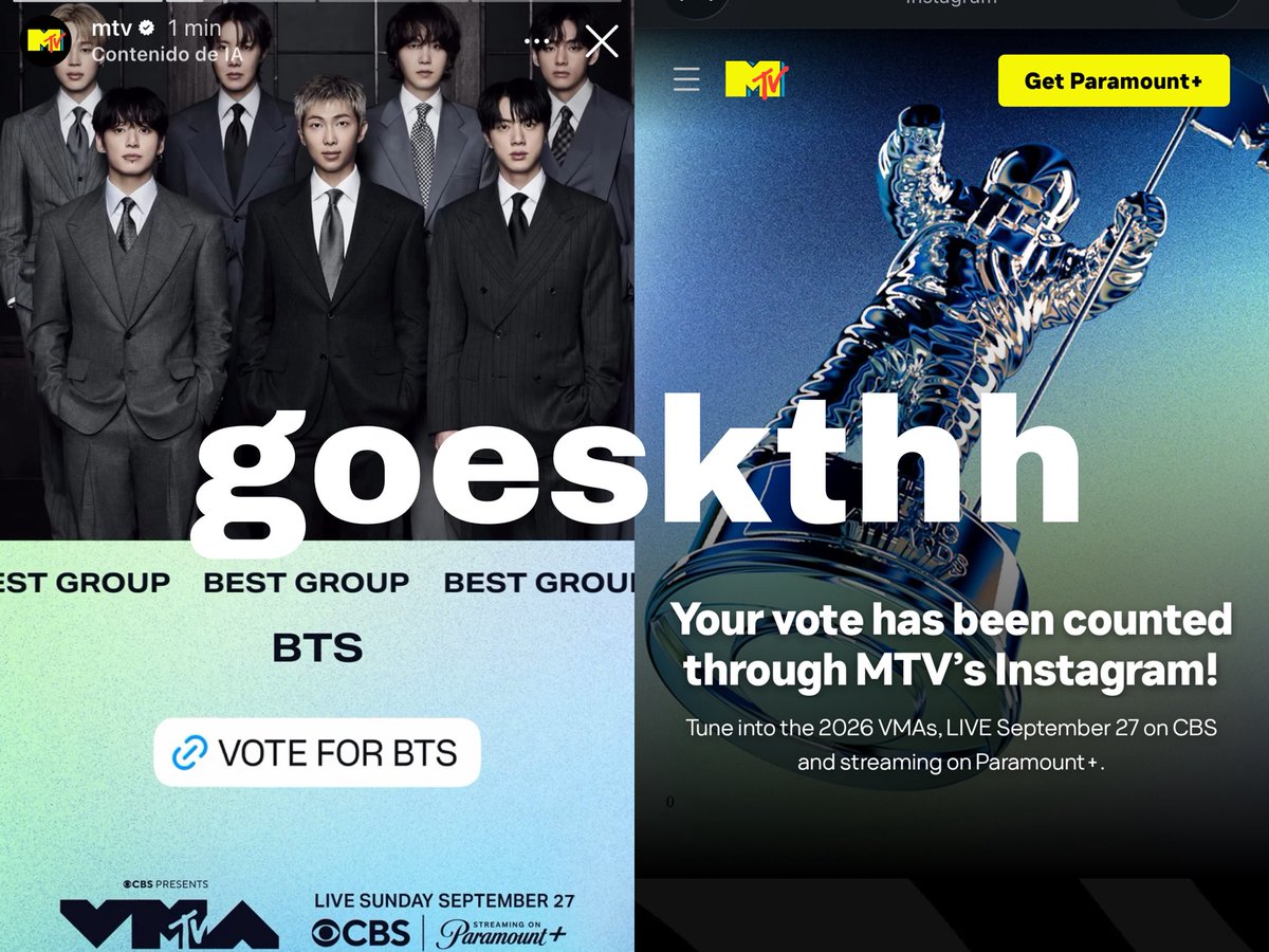 goeskthh's tweet photo. 🚨 DIFUNDAN AL MAXIMO MORADAS! 
Ya inició la ÚLTIMA RONDA de BEST GROUP en los VMAs, QUIEREN ESE TROFEO PARA #BTS? COMPARTAN🙏🏻🔥

— ¿Logramos 200 ss? COMENTA👇🏻

VOTE FOR BTS ON VMAS 2026
VOTE FOR BTS BEST GROUP ON VMAS
#VoteForBTSonVMAs
#BTSBestGroupOnVMAs https://t.co/mRMg4PDGtj