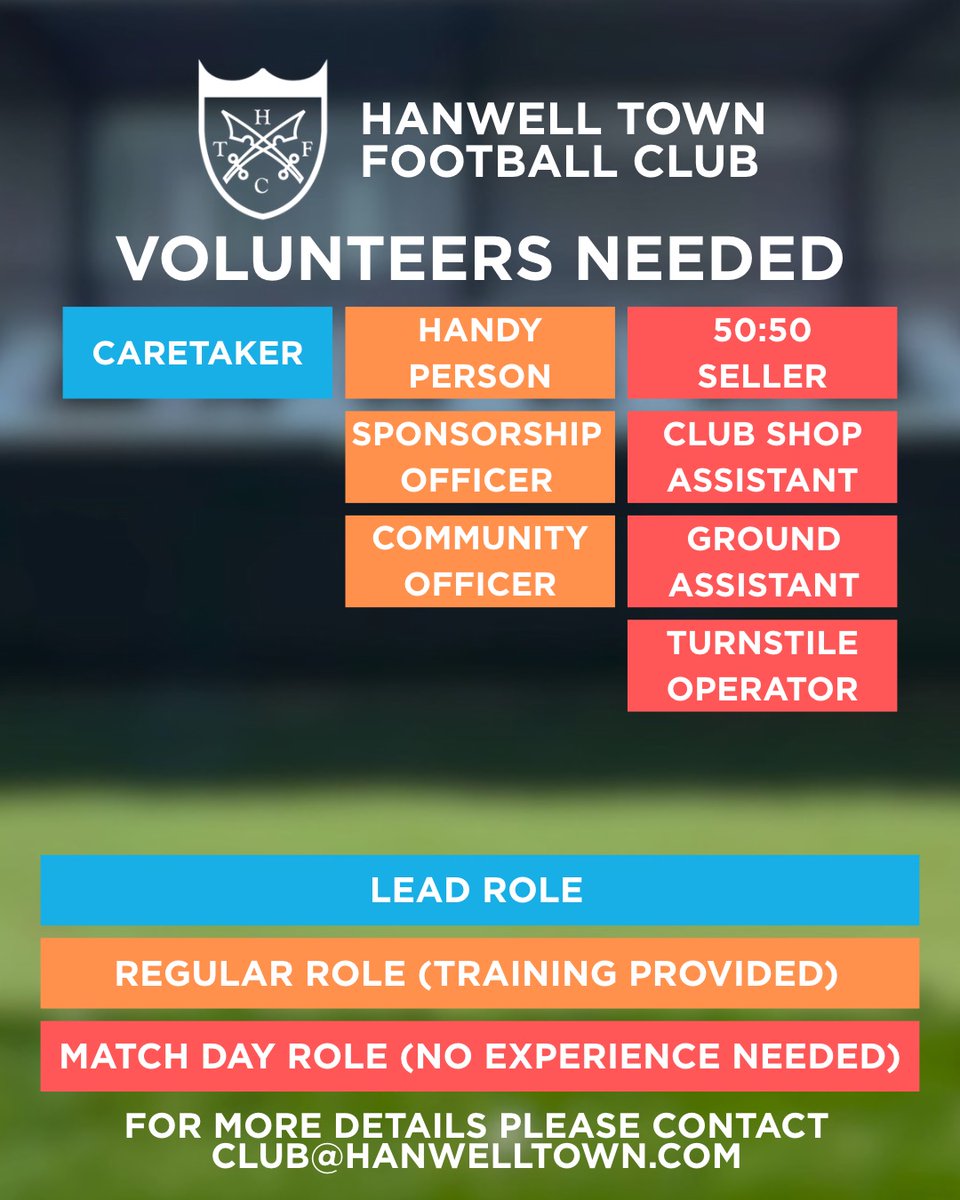 hanwelltownfc's tweet photo. Volunteers Needed 🙋‍♂️

Fancy doing your part for Hanwell Town? We may have the role just for you.

Message club@hanwelltown.com for more details  

#UpTheGeordies ⚫️⚪️ https://t.co/HvrGC8nEBi