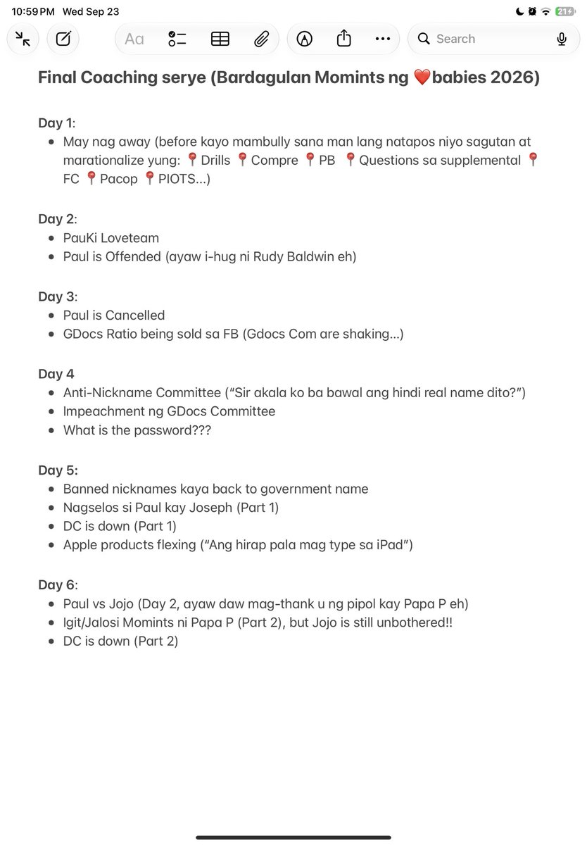 AteSeys's tweet photo. Minutes of the Meeting as per requested by @OcnarfFRph 

6/6: Walang araw na peaceful sa batch na ’to 😭 https://t.co/ki7Ek4TCuP
