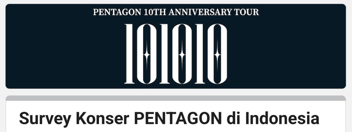 PentagonINA's tweet photo. SURVEY: PENTAGON IN JAKARTA 🇮🇩 

🔗 https://t.co/x3bOZgBxA7

Universe, kami sedang mengadakan survey untuk melihat antusiasme Universe Indonesia untuk konser “PENTAGON 101010 in Jakarta” 

Yuk, tunjukkan bahwa Universe Indonesia siap menyambut #PENTAGON #펜타곤 https://t.co/B1YHlpo7PJ