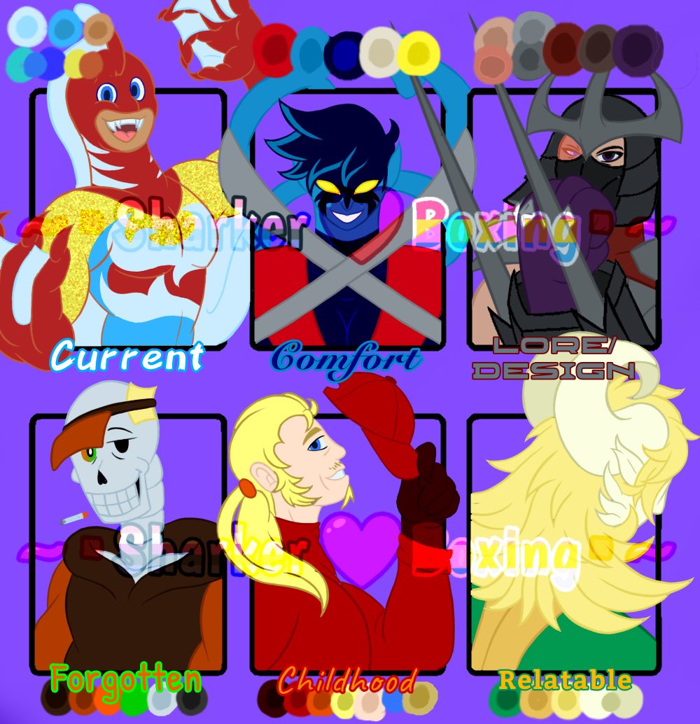 SharkerBox's tweet photo. Character Sheet!
#theincredibles #splashdown #xmen #nightcrawler #tmnt2012 #shredder #underswap #papyrus #lightningmcqueen #ninjago #lloydgarmadon https://t.co/UMgiQ3lcKQ