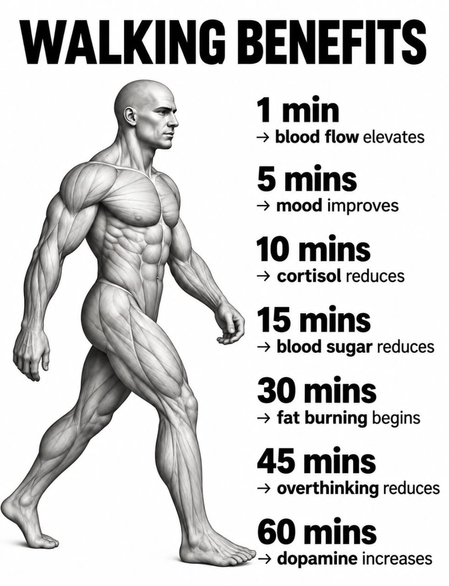CookingHub_'s tweet photo. What happens to your body when you walk for 1, 5, 10, 45, or 60 minutes?
 
1. After 1 minute https://t.co/yjXelCyrYs
