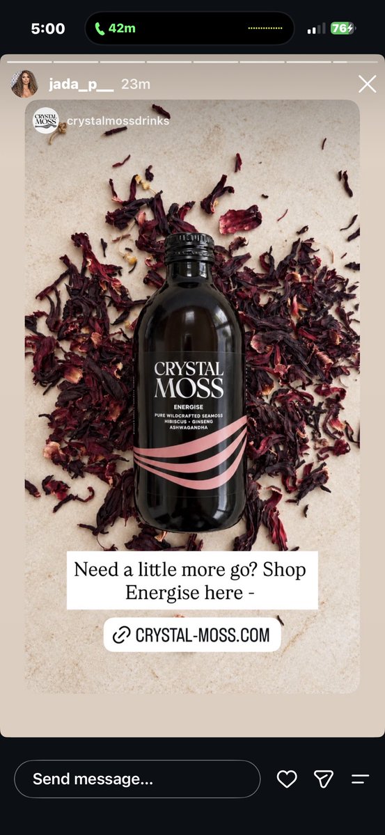 blackebony28's tweet photo. Jada via instagram story ❤️

Keep following Crystal Moss drink on instagram 

https://t.co/3s3U6PLFwW https://t.co/T0ldN6aZV3