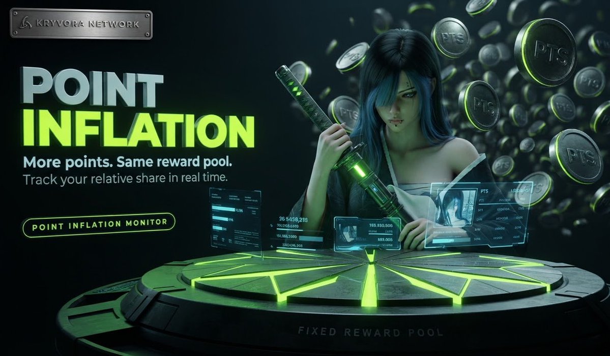 wintowin08's tweet photo. In the crypto space, point inflation is a hidden trap. When millions of users and automated bots flood a network to farm tasks daily, the total points pool explodes exponentially. Because the reward pool remains fixed, your relative share of the pie actually shrinks every single day even if you earned more points today than yesterday. 

🔹𝐓𝐡𝐞 𝐏𝐫𝐨𝐛𝐥𝐞𝐦:
Mass farming dilutes everyone's share in a static token pool. 

🔹𝐓𝐡𝐞 𝐑𝐞𝐚𝐥𝐢𝐭𝐲:
Spending hours grinding points often leads to a smaller percentage of the final reward. 

🔹𝐓𝐡𝐞 𝐀𝐥𝐭𝐞𝐫𝐧𝐚𝐭𝐢𝐯𝐞:
Dedicated structures, like Genesis Keys, offer a fixed allocation with zero dilution from public grinders. 

True value comes from understanding tokenomics, not just chasing endless tasks. Step back, evaluate where you spend your time, and focus on sustainable strategies rather than empty dilution.

Have a great day/night @KryvoraNetwork community.

#Kryvora #Kryvorians  #KryvoraCommunityChallenge2026