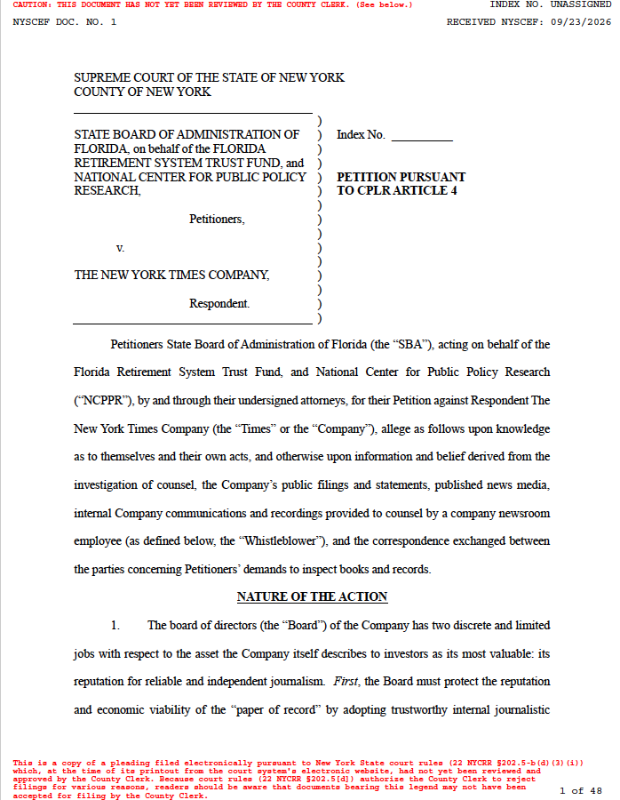 Our lawsuit against the New York Times.👇@NationalCenter @FreeEntProject