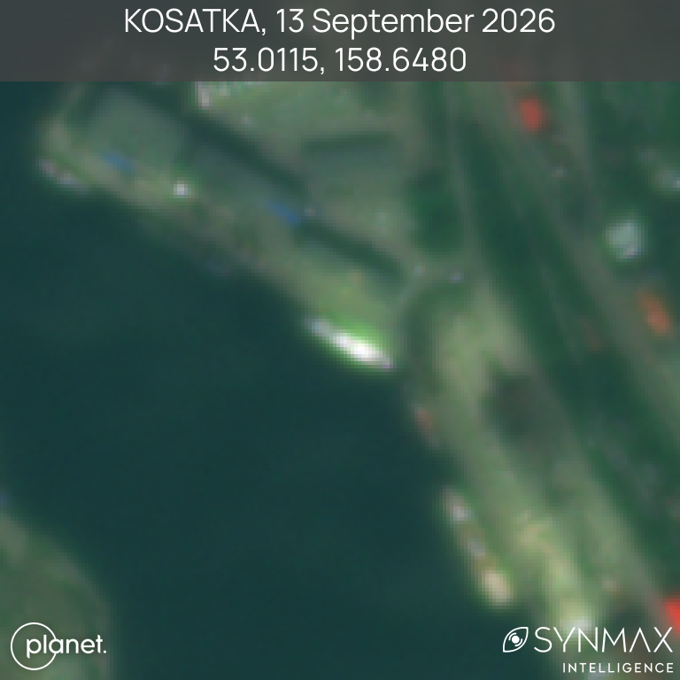SynMaxInt's tweet photo. UPDATE: Following our previous coverage of the KOSATKA's (IMO 1011551) movements from Severomorsk to Severodvinsk (link in comments), SynMax's maritime domain awareness platform, Theia, has identified Vladimir Putin's superyacht more than 5,900km to the east, alongside Petropavlovsk-Kamchatsky, on Russia's Pacific coast.

The KOSATKA was last identified at Severodvinsk on the 17th of August 2026. She was next detected by Theia on the 13th of September, having transited the length of Russia's Arctic coastline via the Northern Sea Route to reach Kamchatka.

Petropavlovsk-Kamchatsky sits on Avacha Bay, home to Russia's Pacific Fleet, including the Rybachiy submarine base at Vilyuchinsk on the opposite shore. It is assessed that her arrival marks a further stage in the vessel's relocation away from European Russia, though the purpose of her presence at Kamchatka has not been confirmed.

The 82-meter superyacht, formerly named GRACEFUL, was sanctioned by the United States in 2022, shortly after which she was renamed. She departed the Baltic Sea under naval escort in late June 2026, reportedly amid concerns over the reach of Ukrainian long-range drones, before being tracked by Theia to Severomorsk and subsequently Severodvinsk.

Theia ingests more than 40 million km² of satellite imagery daily, fusing EO, SAR, and AIS data to automatically detect, identify, and track tens of thousands of vessels across oceans, regardless of AIS status. SynMax's Agentic AI, Atlas, provides automatic alerts on vessels of interest, delivering actionable intelligence on high-value targets regardless of how far, or how dark, they travel.