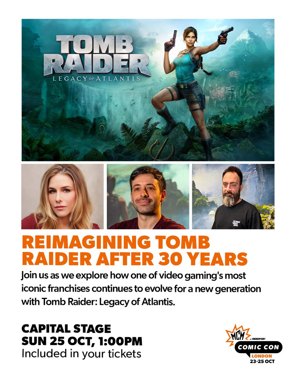 MCMComicCon's tweet photo. Alix Wilton Regan (Lara Croft lead actor), Raul Siqueira (Game Director, Crystal Dynamics), and Arek Tomaszewski (Art Director, Flying Wild Hog) take to the Capital Stage to talk about Tomb Raider: Legacy of Atlantis. ✨

Grab MCM tickets here: https://t.co/T2iEuTsVpB https://t.co/73jOcAPsKl