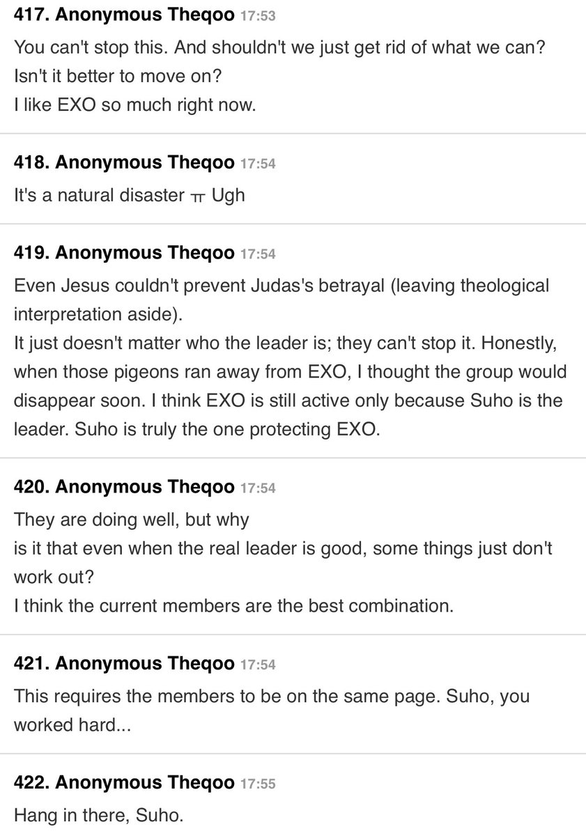 ctrlcentered's tweet photo. a theqoo hot post with 75.7k+ views and 730+ comments filled with nothing but supportive words for suho 😽 https://t.co/tmE9nOtOpy