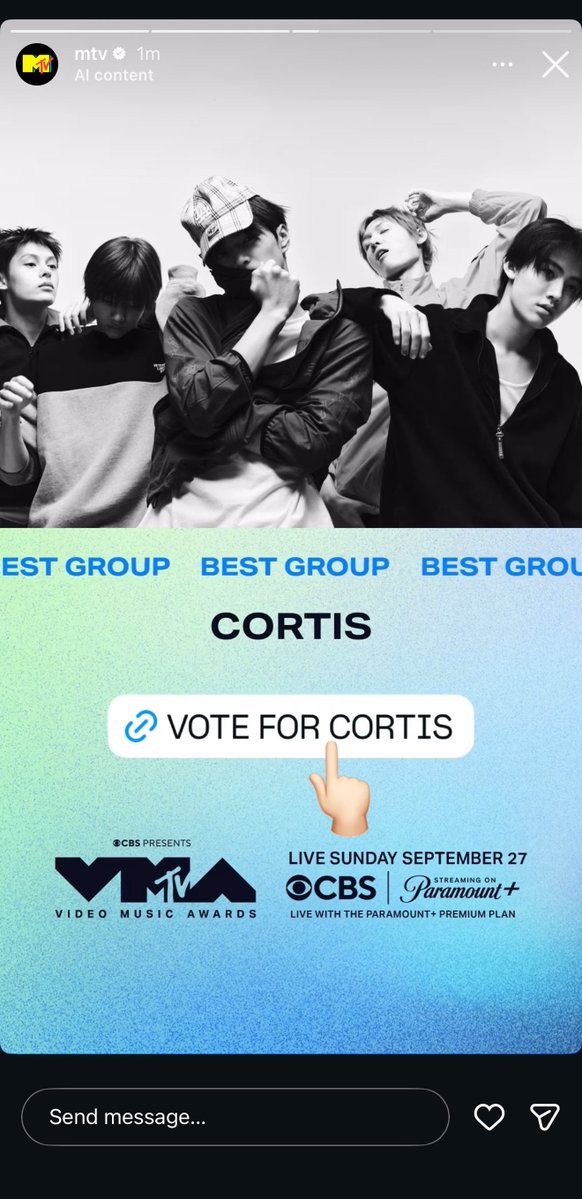 cortisconnect's tweet photo. 🚨 VMA BEST GROUP VOTE FINAL 🚨

CORTIS made it to the final round! 

COER, go back to mtv’s instagram story and vote for cortis! gather up and let’s go all out! if not us, then who’s going to support cortis? 

🗳️ 1 tap = 1 vote
⚠️ the vote process a little bit diff
DROP YOUR PROOF COERS!!!!!!!!!
after tap make sure the pop up appearance until look like this
https://t.co/w24oYrmLve

Use all your accounts and if you can ask your parents, partners, friends to vote too and spread this outside of x as well so more coers can join 🫵🏻