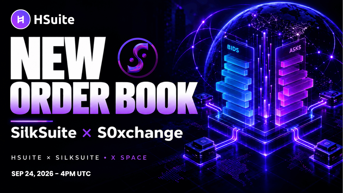 HSuiteNetwork's tweet photo. HSuite Ecosystem Talks - Chapter 17

Tomorrow we’re going live with @SilkSuiteDEX Team.
We’ll cover the #S0xchange integration, the new Order Book, and what it changes for #SilkSuiteDex trading experience, execution, and liquidity.

Set a reminder and bring questions.
https://t.co/l30cINRMlC
