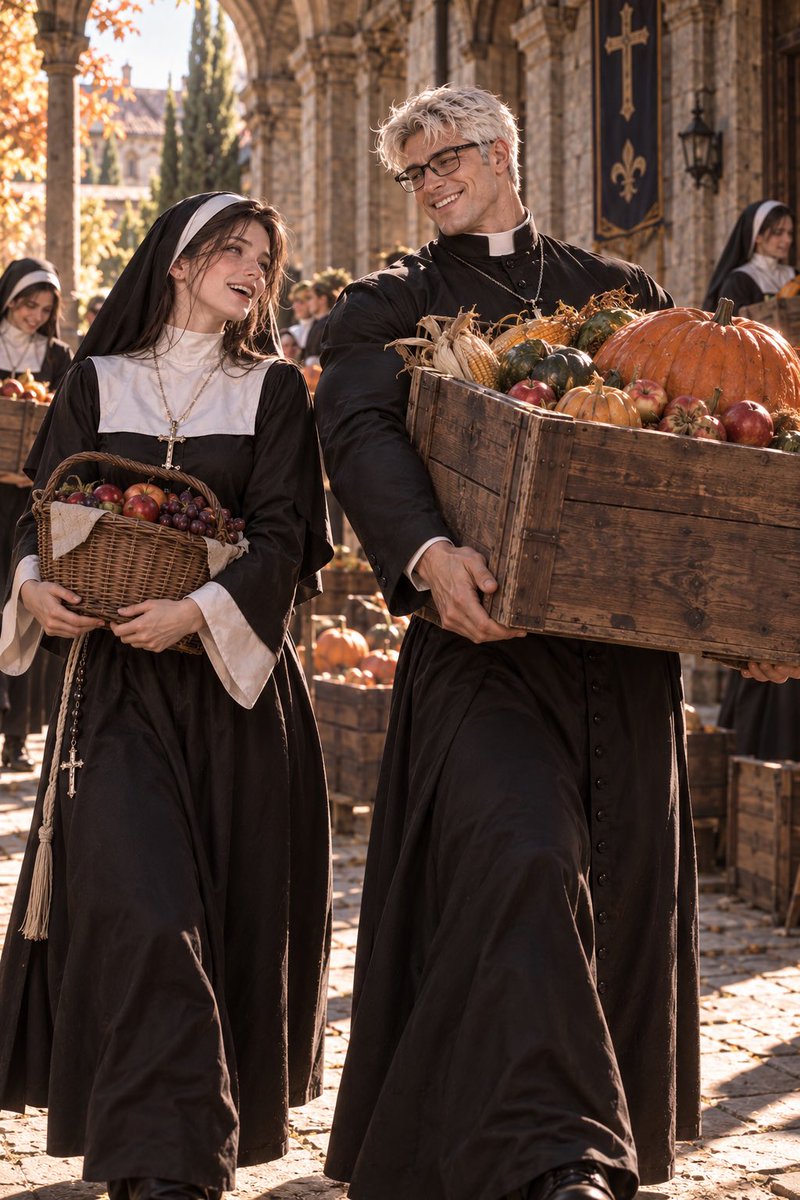 FatherLucian_'s tweet photo. The first harvest of autumn arrived today. 

We may have spent a moment discussing something completely unrelated to vegetables.

Then everyone carried what they could—
and somehow, the heaviest crate found its way into my arms.

As usual. ✝️😂 https://t.co/vEz3bgGmWp