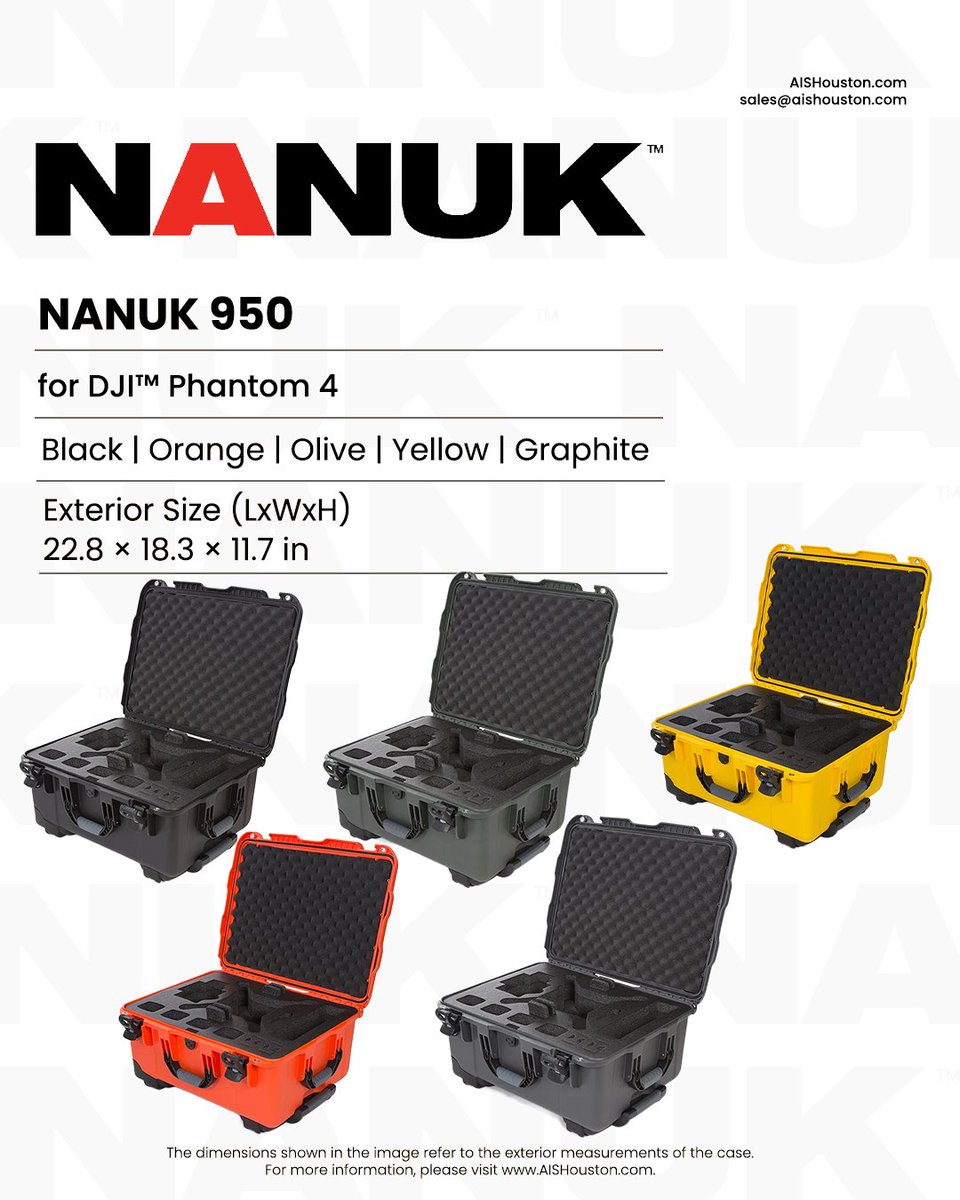 AISHOUSTON's tweet photo. ๐ Protect Your Drone. Keep It Ready.
The NANUK 950 for DJIโข Phantom 4 is built for professionals who need secure, organized transport in demanding field environments.
๐ (281) 591-2211
๐ https://t.co/N5vGerZhh4
#NANUK950 #DJIPhantom4 #DroneProtection #ProtectiveCase https://t.co/Bpqlg3azP8