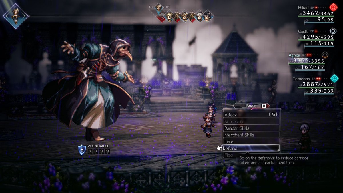 BlueHunterZer0's tweet photo. Thinking on it more, Castti in general has my second favorite climax in Octopath 2.

The fight with Trousseau is both fun and stressful, as his main gimmick is pelting you with status effects while his poison rain constantly drains your HP.

Also his sprites are just godly…. https://t.co/M4hjZJ8Kp2