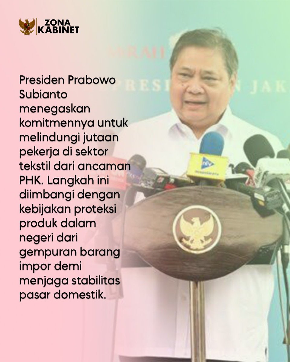 TirtaKamila's tweet photo. Perlindungan tenaga kerja: Presiden Prabowo perkuat industri tekstil dan produk dalam negeri✍️☑️ https://t.co/wrkc0Rnrur