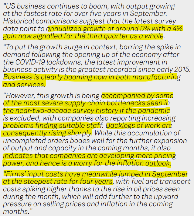 KallumPickering's tweet photo. US September flash composite PMI (58.4 vs 55.3 expected by Bloomberg consensus) - accompanying press release highlights upside risks to inflation
#useconomy #usfed #usmacro https://t.co/vTc05ldSQi
