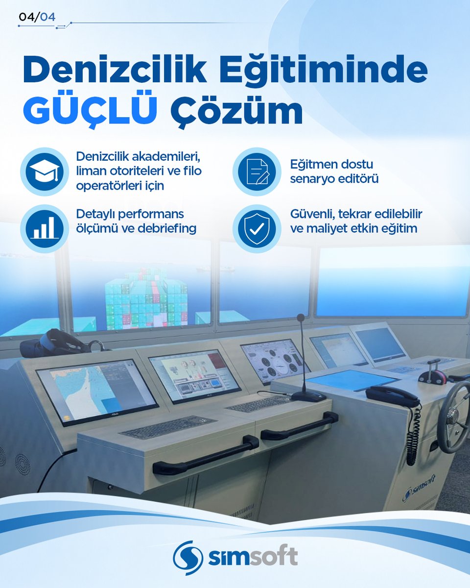 SimsoftOfficial's tweet photo. Türkiye’nin ilk yerli Gemi/Köprüüstü Simülatörü KÜSİM; masaüstünden Tam Görev (Full Mission) yapıya kadar ölçeklenebilen, uluslararası standartlara uyumlu yapısıyla yurt içinde ve yurt dışında aktif olarak kullanılmaktadır.

#Simsoft #KöprüüstüSimülatörü #DenizcilikEğitimi https://t.co/TzhbFMvbpb