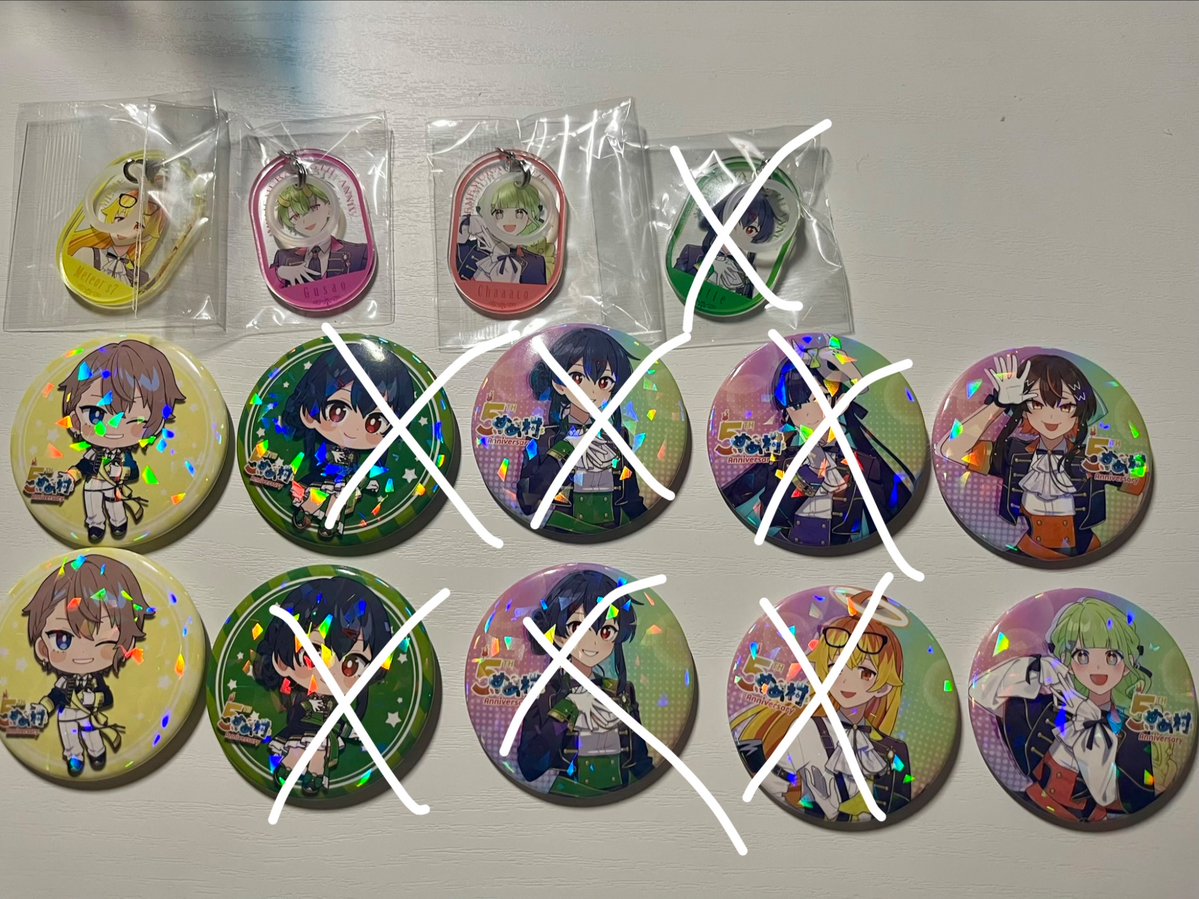 _lx08o_e's tweet photo. 現状返信しました分のお取引が快諾された場合の在庫です汗
あとで訂正入るかもしれません！

メンバーさんのお顔に×付けさせていただいていますが該当グッズの在庫なしの意でございます https://t.co/cMsaAJE887