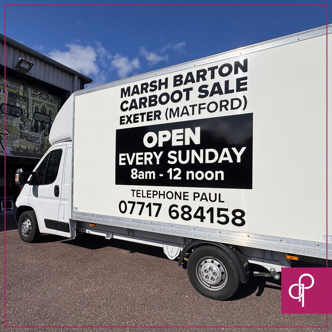 QuickPrintUK's tweet photo. Simple words on a Luton van were all that Paul at Marsh Barton car boot Sale #Exeter needed. Black #VinylGraphics - cut &amp; applied to the bonnet, sides &amp; back can be seen out &amp; about on the road!

Add  #VehicleBranding. Contact the team with your thoughts &amp; vehicle spec. https://t.co/rLP1yJ5UxE