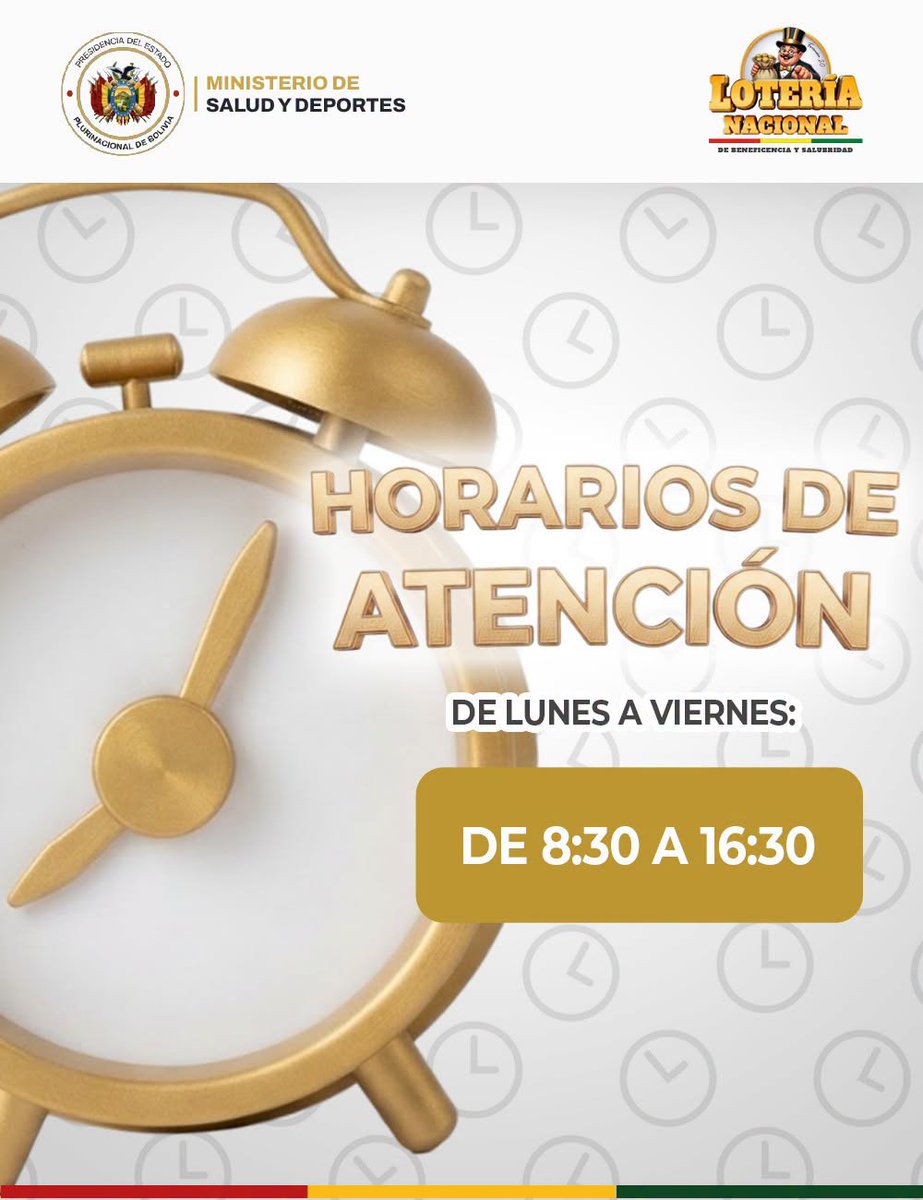lonaboloficial's tweet photo. Te esperamos en nuestras oficinas a nivel nacional para brindarte la información que necesitas.
Les recordamos nuestros horarios de atención al público para realizar sus trámites y consultas:
 Lunes a Viernes
 08:30 a 16:30

#LoteríaNacional #MinisterioDeSaludYDeport https://t.co/3mqapW8Sij
