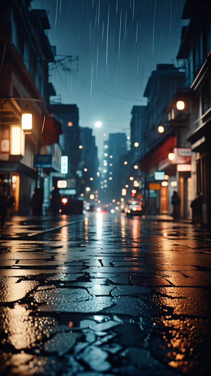 andrewkusumaa's tweet photo. Just stumbled on this rainy street corner with neon lights reflecting on wet pavement—small city magic hits different! https://t.co/DSEgx1aHk5