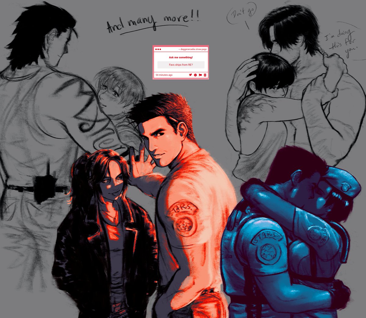 arcadianpeach's tweet photo. I promise I don't just love hetero pairings in resi evil but I ran out of steam quickly. These are my top pairings though! Closely followed by Chrisker, Chreon, Claire/Rebecca, Jill/Rebecca, Chris/Rebecca. Fun fact in the comments - https://t.co/K015oVCb8I