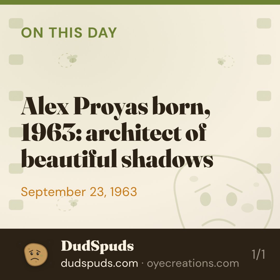 dudspudbud's tweet photo. Alex Proyas turned dark sci-fi into visual rot-counting masterpieces. Dark City proved you don't need a blockbuster budget to build a world that haunts you.

#filmtwitter #filmmaking #cinema #didyouknow #dudspuds https://t.co/zpwCEMUhYs