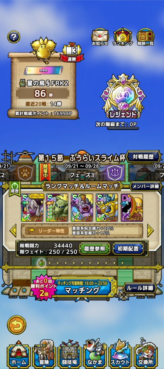 HoshiDQT's tweet photo. 個人リーグマスター優勝✨️
最終日、お互い超魔王2&amp;ラナザマスのミラーパみたいな首位攻防戦でうっかり失点してヤバいかと思いましたが、何とかセーフでw

ランクマッチも悪魔接待に便乗してレジェンド行けました！
フェーズ3水曜の86勝で到達はどちらも最速記録な気がする😁 https://t.co/NydxTUwDtq