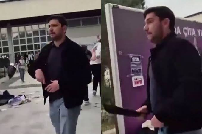 solcumedyahaber's tweet photo. Teşhir ediyoruz!

İsmi: Mehmet Çınar Kumlu.

İzmir Ege Üniversitesi’nde yemekhane zamlarına karşı demokratik protesto gerçekleştiren öğrencilere pala ile saldırmıştı.

Unutmayalım. https://t.co/G8gKlvEHxF