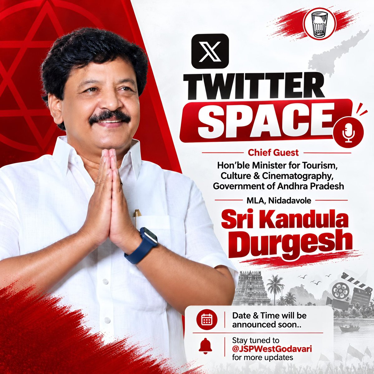 JSPWestGodavari's tweet photo. Stay tuned 🔔 

#JanaSenaParty @kanduladurgesh https://t.co/zYoOGAgb10