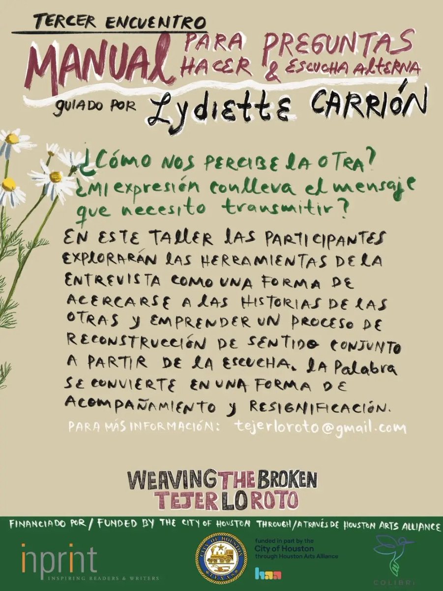 LenaYau's tweet photo. Manual para hacer preguntas con la querida @lydicar 
Viernes 25 de septiembre en @InprintHouston https://t.co/g4dnZezj4E