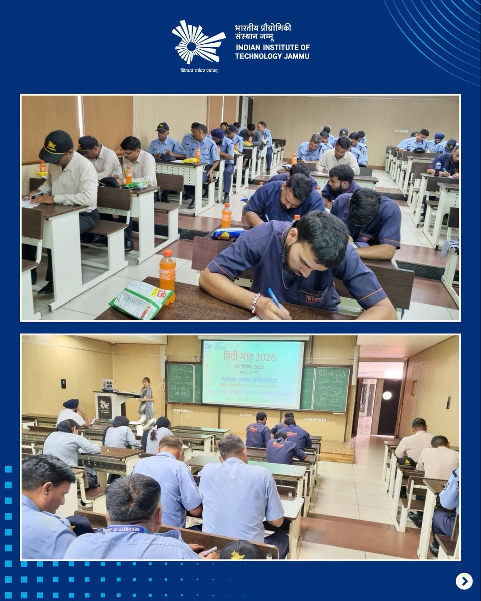 IITJammu's tweet photo. Words can inspire action.

As part of Swachhata Hi Seva 2026 and Hindi Mah 2026, IIT Jammu organised a Slogan Writing Competition on 23 September 2026 for its Housekeeping, Horticulture, Security and Mess staff. https://t.co/ZHGJlzlNtk