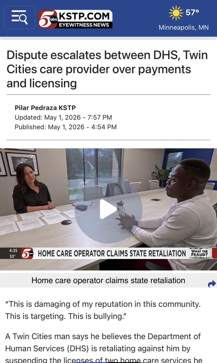 lizcollin's tweet photo. As Minnesota moves to cut off Medicaid payments to Arnold Kubei's remaining health care operations, let’s look at how local “reporters” have framed this story.

Just two of Kubei’s healthcare companies collected $36 million in taxpayer-funded payments. The state is working to cut off three more. 

👀 👀
