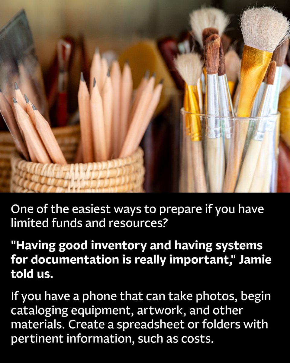 NEAarts's tweet photo. For #NationalPreparednessMonth, we spoke with Craft Your Commerce program director Jamie Karolich about disaster preparedness and recovery for artists and craftspeople. 💡📝

Check out our full Q&amp;A with Jamie: https://t.co/smUgDiCjay https://t.co/sai1GXSedM