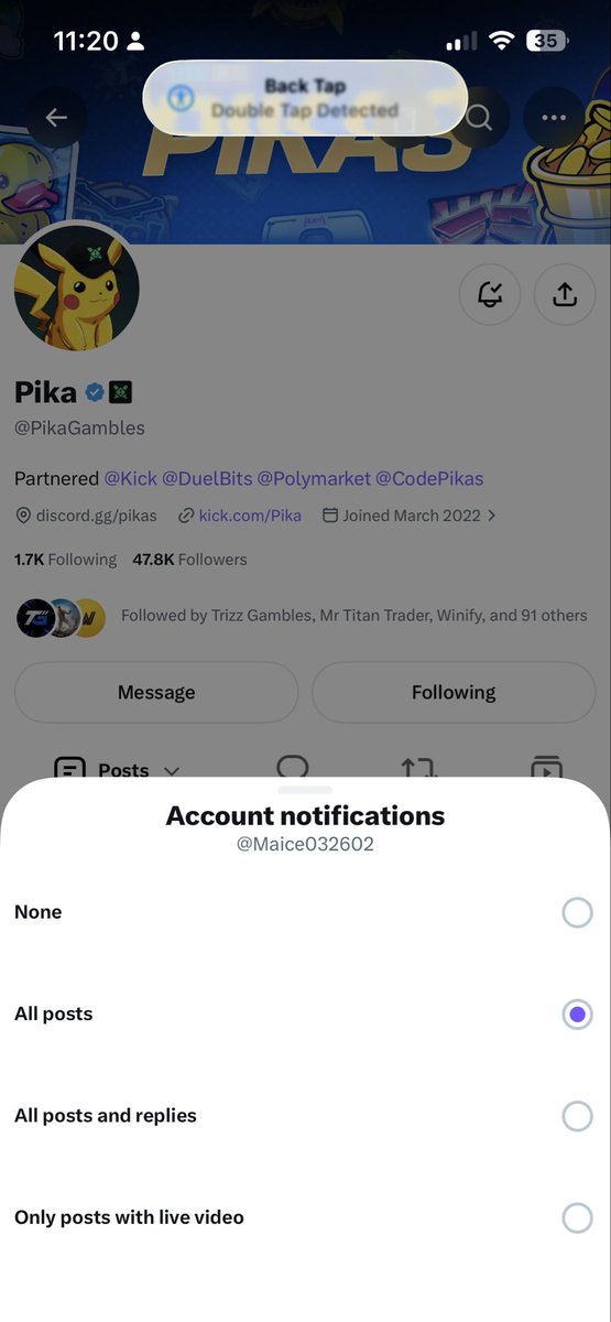 Maice032602's tweet photo. @PikaGambles @CodePikas Done!

@33D_3 @berkanagaa https://t.co/ftz7ABQPJF