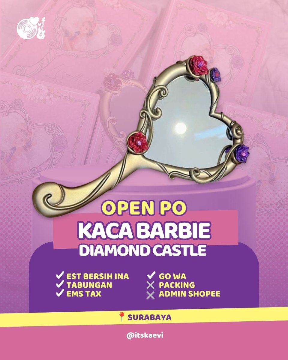 itskaevi's tweet photo. [PRE ORDER] KACA BARBIE DIAMOND CASTLE

💰78.000 IDR | DP 39.000 IDR
⚖️ Est berat 50 gram

✅ Harga bersih 🇮🇩
✅ Pelunasan 🍊
✅ GO WA

Cara order:
https://t.co/4zSGvLau9z

#openpo #preorder #barbie https://t.co/4mCOzmeQfw