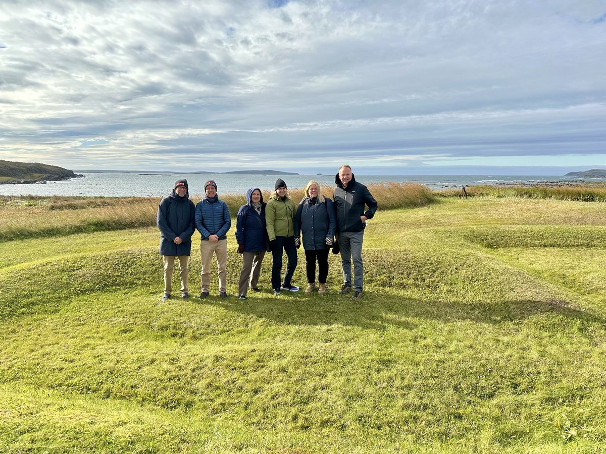 SweAmbCAN's tweet photo. On a Nordic outreach trip to  Newfoundland, paid a visit to the spectacular UNESCO World Heritage site at L’Anse aux Meadows - the only authenticated Viking site in North America where a Norse expedition under the leadership of Leif Eriksson set up an encampment 1000 years ago. https://t.co/sg8e43Z2bQ