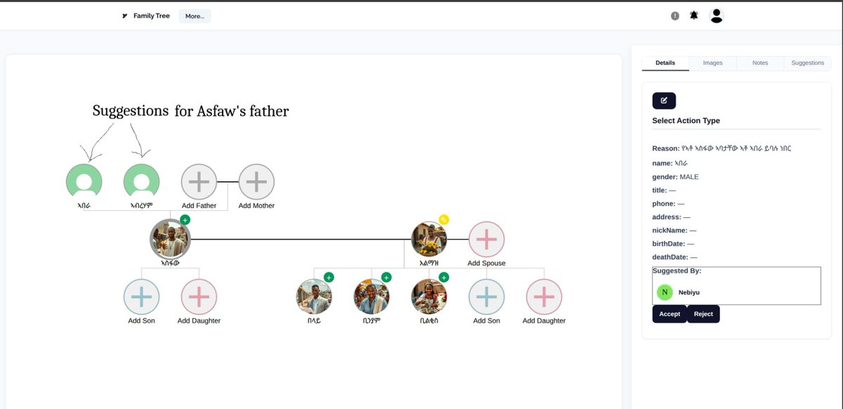 NoName76975693's tweet photo. Family-tree is a full-stack web application for storing and visualizing family information, relationships, images, and family history. It also includes collaboration features that allow family members to contribute, suggest changes, and add information about their relatives. https://t.co/0hLbZBNXeB