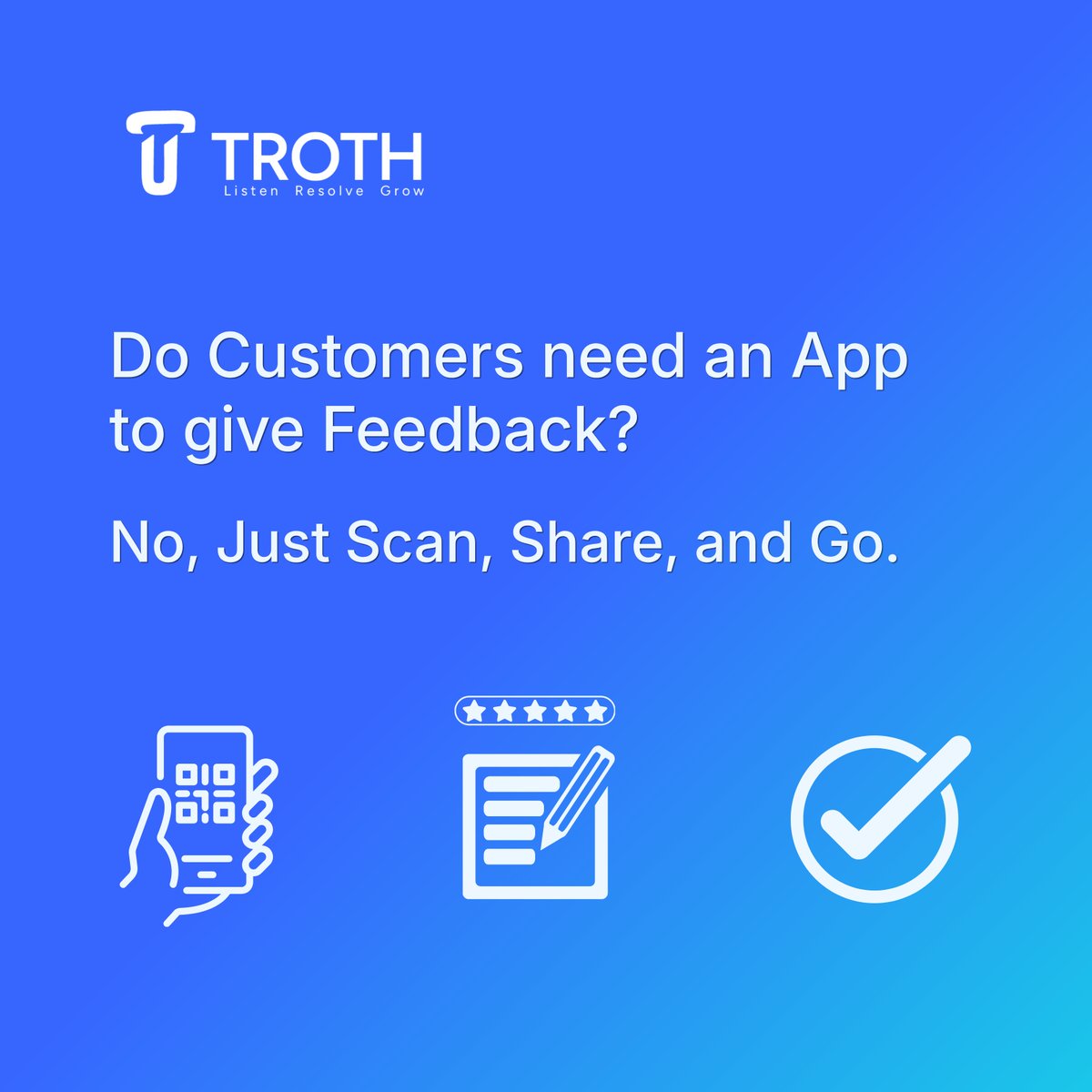 trothofficial's tweet photo. No app needed. 

With TROTH, customers simply scan, share their experience, and go. 

Businesses get structured feedback to identify service gaps and improve quality.

#CustomerExperience #QualityAssurance #TROTH https://t.co/aMgWIRFgGS