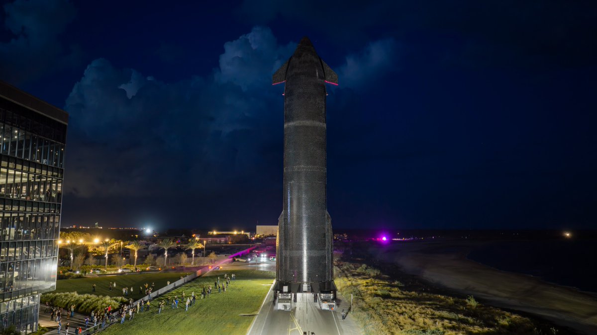 SpaceX's tweet photo. Ship 41 moved to the launch pad at Starbase https://t.co/f2OEfeXVHg