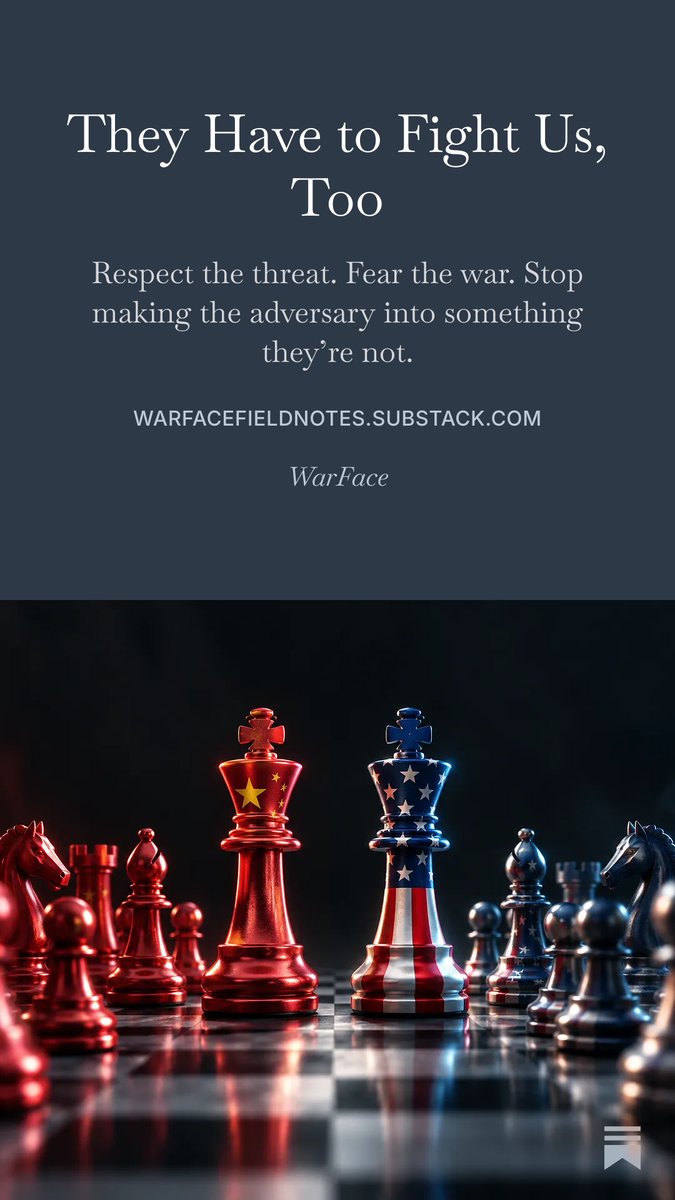 Clint_Alanis's tweet photo. Somewhere along the way, respecting China turned into acting like they're 10 feet tall and bulletproof. They're not. 

Massive industrial complex. Lots of ships. Badass drones. Long-range missiles.  All real.  All serious.

But a war won't look like an exercise, and and we get a vote in how it goes.  It's reciprocal.  

https://t.co/UAiQyYlQDn