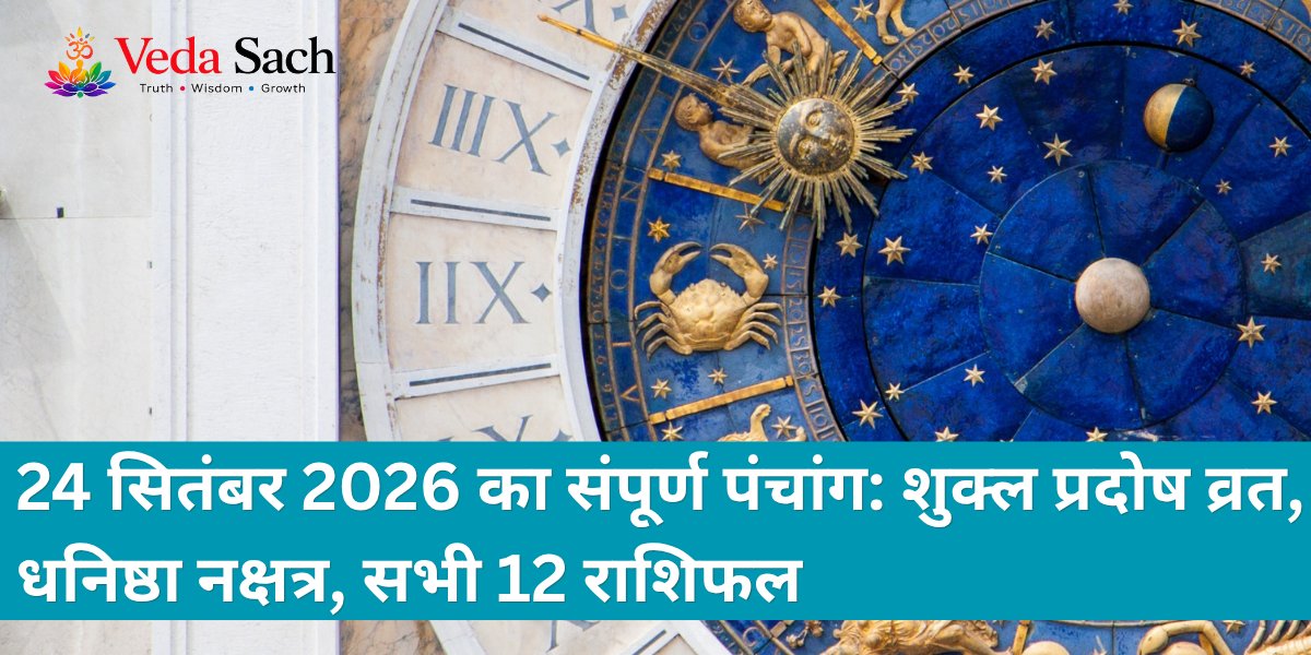 Vedasach's tweet photo. Complete Panchang 24 September 2026: Shukla Pradosh Vrat, Dhanishtha Nakshatra, All 12 Rashifal

https://t.co/LR8jdmnllf

#PanchangToday #ShuklaPradoshVrat #PradoshVrat2026 #RashifalToday #DailyRashifal #Astrology2026 #Choghadiya #ShubhMuhurat #HinduPanchang https://t.co/jVZbNBhvrW