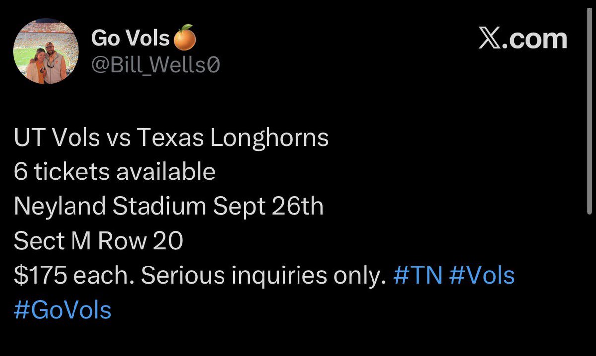 loganthevol's tweet photo. 🚨SCAM ACCOUNT SELLING TICKETS🚨

Please do not fall victim to this. Spread the word. ⬇️⬇️⬇️ https://t.co/YmbExUpDbJ