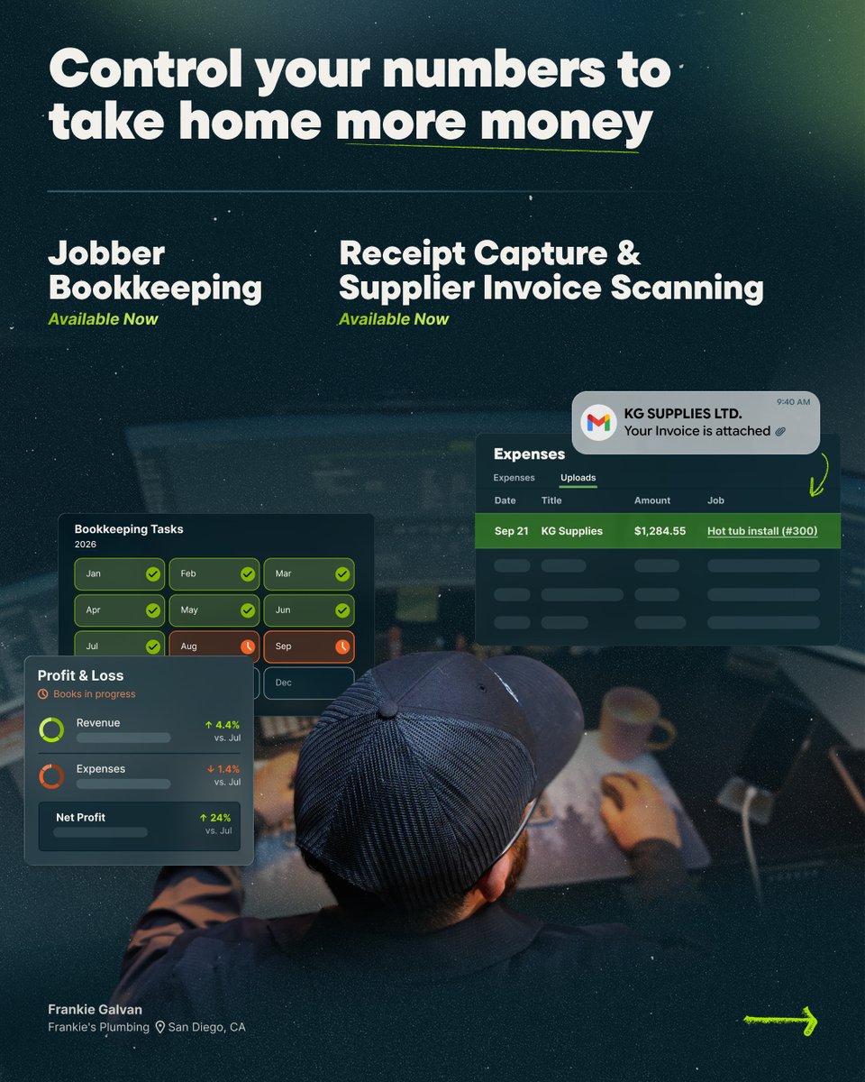 GetJobber's tweet photo. Big updates, built to move your business forward. 🚀

Today at Jobber Now, we unveiled powerful new ways to help your business get noticed, win more work, boost profits, and work smarter.

Swipe ➡️ to see what’s new, then visit https://t.co/ske6ah7hK4 https://t.co/QMZ4LeM1y2