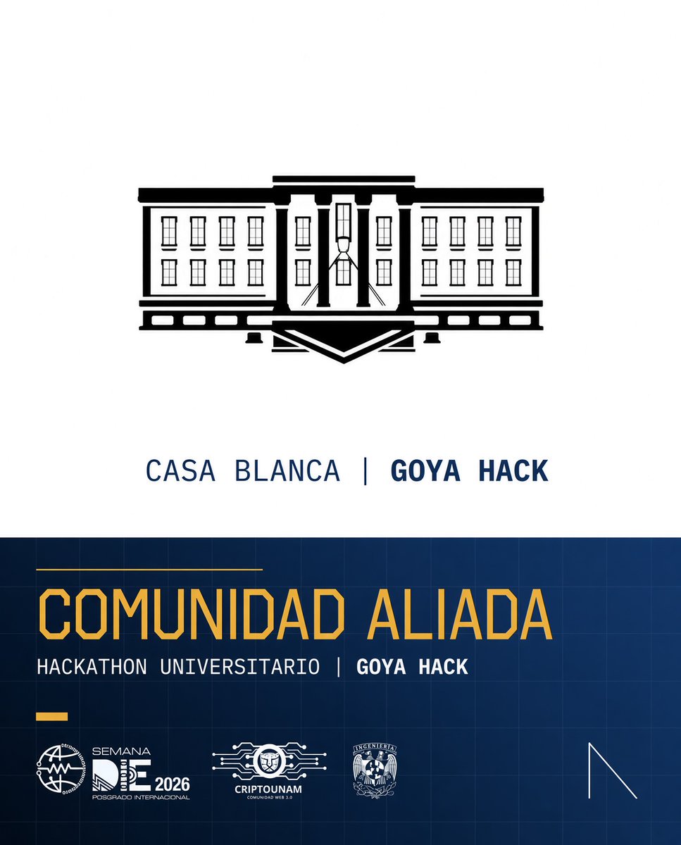 casaweb3's tweet photo. 76 horas para construir algo con AI y Web3. Sin excusas de distancia: híbrido, mismos tracks y premios en campus o remoto.

Casa Blanca es community partner de GOYA HACK (@Cripto_UNAM). Ya arrancó y todavía entras. Entrega: viernes 25, 2 pm CDMX.

Links + Info en el reply 👇 https://t.co/Rv5DXKgfMo