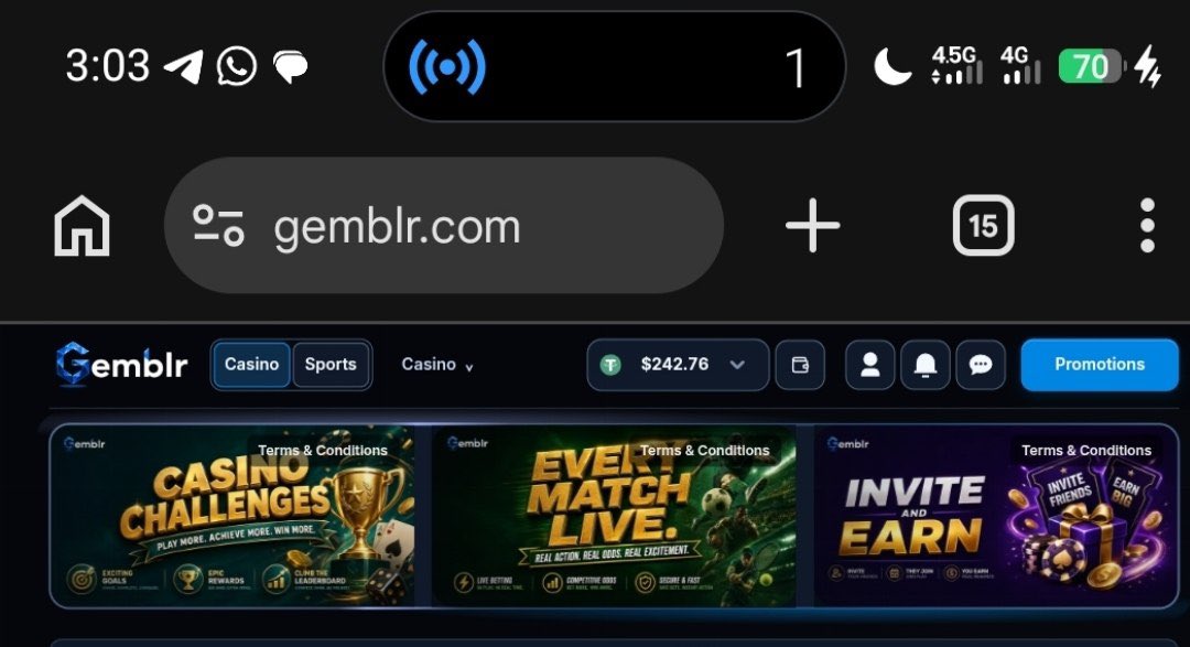 Lordvibezzz's tweet photo. a community member of mine just turned $105 to $242 on @gemblr 

asides that there is a leaderboard with a prize pool on the casino, so as you rank up you qualify for the $150 pool 

want to get started ? use link in the cs https://t.co/xUGbs8YKeh