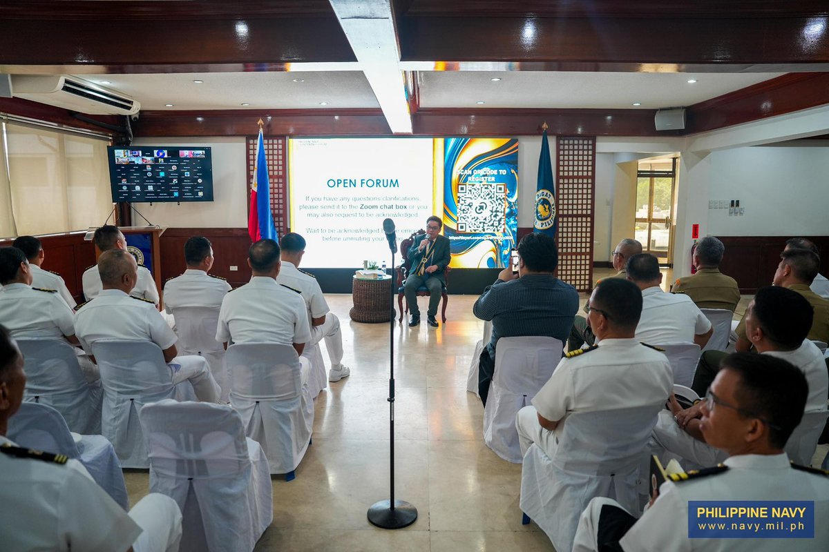 Philippine_Navy's tweet photo. IN PHOTOS | #PHNavy Reinforces Role as Maritime Security Partner during Governance Forum 2026

The Philippine Navy (PN), through the Leadership and Excellence Center, conducted the 3rd Leg of the PN Governance Forum Series 2026, featuring Dr Dennis C Coronacion, Chair of the Department of Political Science of the University of Santo Tomas, as Guest of Honor and Speaker at Navy Headquarters in Manila, September 22.

“The Philippine Navy is no longer just a brown-water combatant force designed to fight the internal conflicts of the past. [The Navy is] transitioning into a blue-water, expeditionary force — the vanguard of our forward defense, engineered to project deterrence, secure our sovereign rights, and safeguard the strategic sea lanes vital to our national survival,” Dr. Coronacion told Philippine Navy personnel, emphasizing their crucial role as partners in national development and maritime security.

Dr. Coronacion also highlighted the need for the Philippine Navy to go beyond its traditional military responsibilities and explore how the country’s seas build, sustain, and protect the modern democratic state. He underscored the importance of standing firm against intimidation, safeguarding the country’s seas, protecting the Filipino people, and securing the Philippine archipelago.

He likewise encouraged Navy personnel to remain committed nation-builders, emphasizing that with every operation, the Navy carries the country’s “economic survival, territorial integrity, and sovereign dignity of over 115 million Filipinos.”

“When you don that uniform every morning, you are not merely stepping into a military role — you are executing a vital duty deeply embedded in the grand narrative of Philippine state building,” he said.

The PN Governance Forum is an activity that supports the organization’s continuous transformation toward becoming a modern and multi-domain, self-reliant, and credible maritime force.

PN @128: Modern and Ready, Strong and Steady — Credible in Mission, Always Mission-Ready

#ProtectingtheSeasSecuringOurFuture
#ModernMultiDomainSelfReliantCrediblePartner
#PN128AlwaysMissionReady
#OneAFPOnePhilippines
#StrongAFPStrongPhilippines
#MatatagNaSandigan
#AFP90