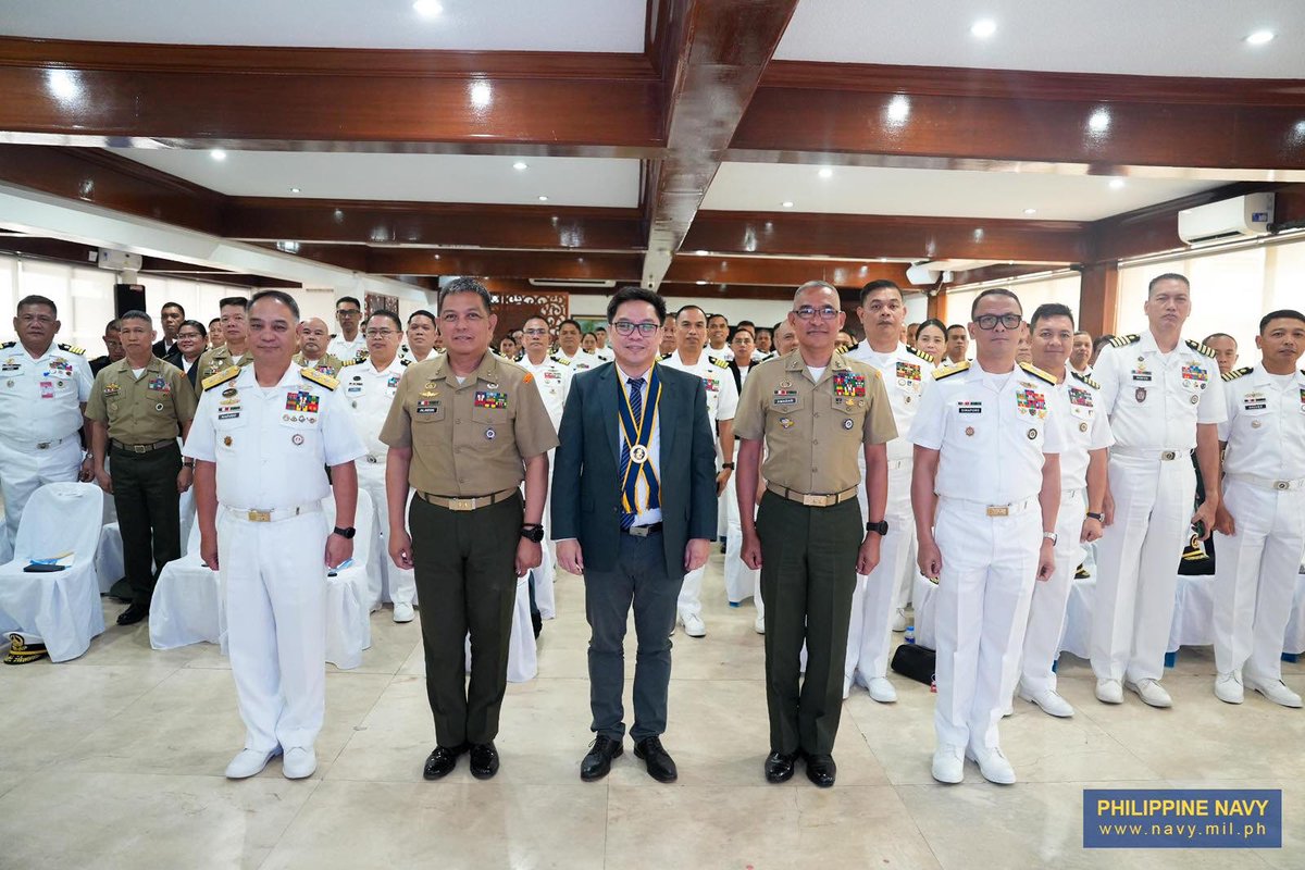 Philippine_Navy's tweet photo. IN PHOTOS | #PHNavy Reinforces Role as Maritime Security Partner during Governance Forum 2026

The Philippine Navy (PN), through the Leadership and Excellence Center, conducted the 3rd Leg of the PN Governance Forum Series 2026, featuring Dr Dennis C Coronacion, Chair of the Department of Political Science of the University of Santo Tomas, as Guest of Honor and Speaker at Navy Headquarters in Manila, September 22.

“The Philippine Navy is no longer just a brown-water combatant force designed to fight the internal conflicts of the past. [The Navy is] transitioning into a blue-water, expeditionary force — the vanguard of our forward defense, engineered to project deterrence, secure our sovereign rights, and safeguard the strategic sea lanes vital to our national survival,” Dr. Coronacion told Philippine Navy personnel, emphasizing their crucial role as partners in national development and maritime security.

Dr. Coronacion also highlighted the need for the Philippine Navy to go beyond its traditional military responsibilities and explore how the country’s seas build, sustain, and protect the modern democratic state. He underscored the importance of standing firm against intimidation, safeguarding the country’s seas, protecting the Filipino people, and securing the Philippine archipelago.

He likewise encouraged Navy personnel to remain committed nation-builders, emphasizing that with every operation, the Navy carries the country’s “economic survival, territorial integrity, and sovereign dignity of over 115 million Filipinos.”

“When you don that uniform every morning, you are not merely stepping into a military role — you are executing a vital duty deeply embedded in the grand narrative of Philippine state building,” he said.

The PN Governance Forum is an activity that supports the organization’s continuous transformation toward becoming a modern and multi-domain, self-reliant, and credible maritime force.

PN @128: Modern and Ready, Strong and Steady — Credible in Mission, Always Mission-Ready

#ProtectingtheSeasSecuringOurFuture
#ModernMultiDomainSelfReliantCrediblePartner
#PN128AlwaysMissionReady
#OneAFPOnePhilippines
#StrongAFPStrongPhilippines
#MatatagNaSandigan
#AFP90
