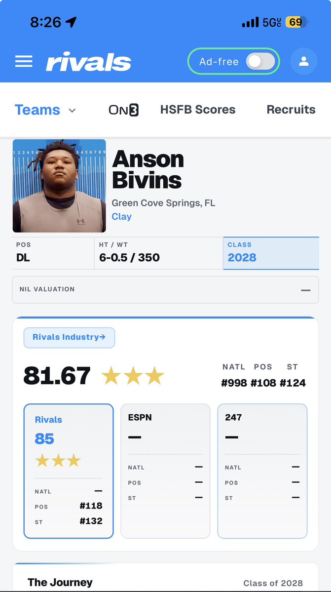 AjBivins54250's tweet photo. Blessed to be ranked a 3 star via @Rivals @RivalsHS @ChadSimmons_ @BollesFootball @DeshawnBrownInc @mcgriff_tyrone https://t.co/RKy6YvMTzE
