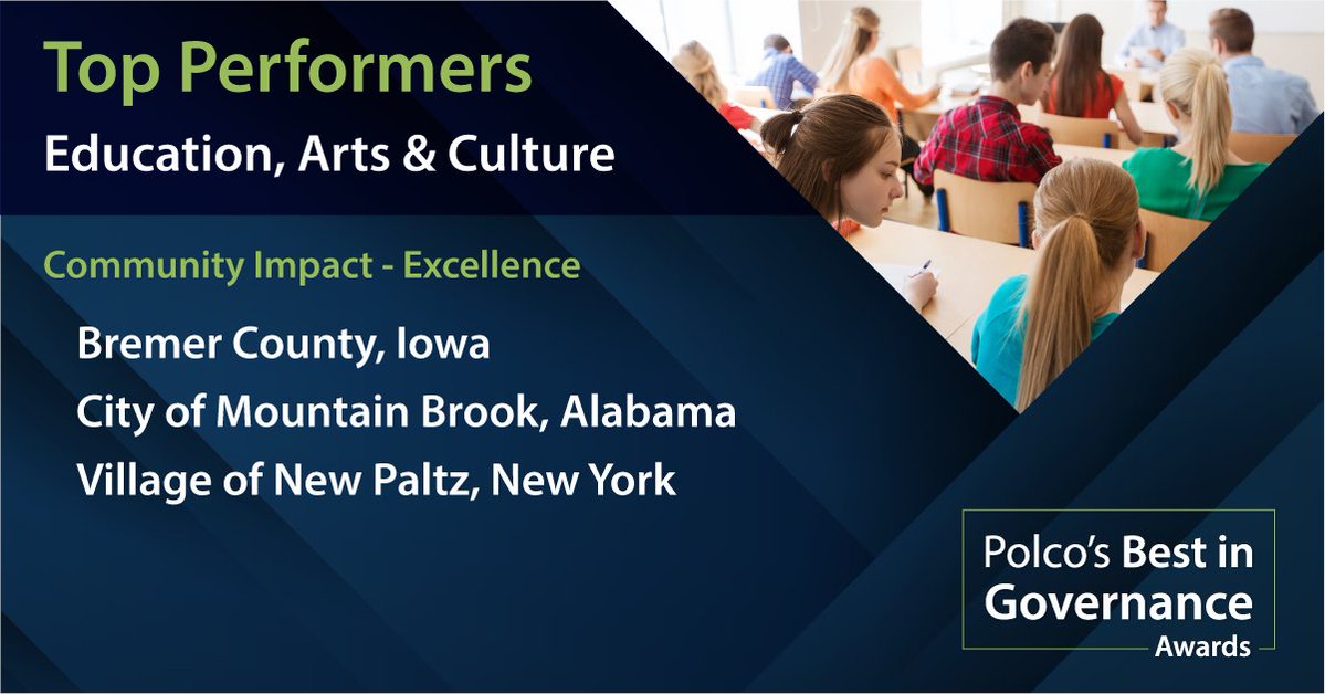 polco_us's tweet photo. #Polco is proud to honor the top #LocalGov excelling in #Education, #Arts &amp; #Culture — the schools, festivals, and cultural life that enrich daily life.

👏 Congratulations to our 2026 #BestinGovernanceAwards Top Performers!

➡️ Read more: https://t.co/Ll46B1MTnE https://t.co/CFat84CvP6