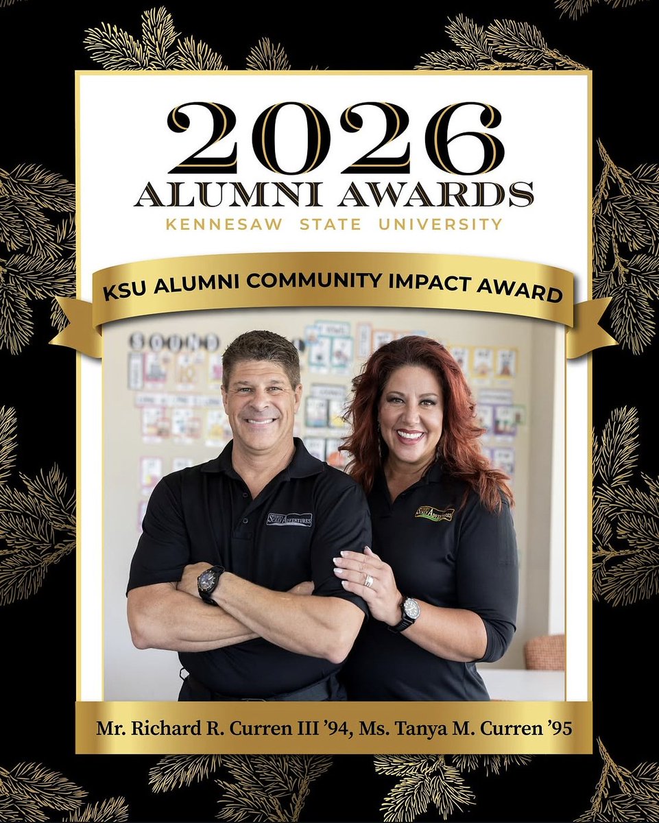 bagwellcollege's tweet photo. 🎉Tanya Curren, a Bagwell College of Education graduate, and her husband, Rick Curren, are this year’s KSU Alumni Community Impact Award honorees! 🎉

Congratulations Tanya and Rick! https://t.co/HqxnFI7d9y